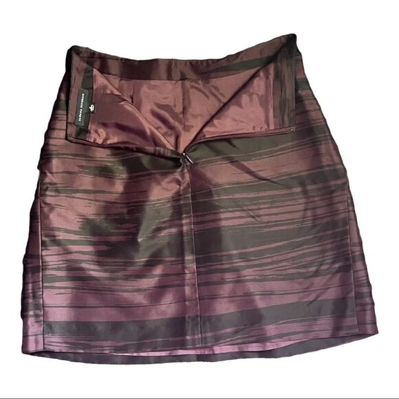 Banana Republic 100% silk pleated panels skirt a-line black burgundy size 2 - Picture 4 of 10